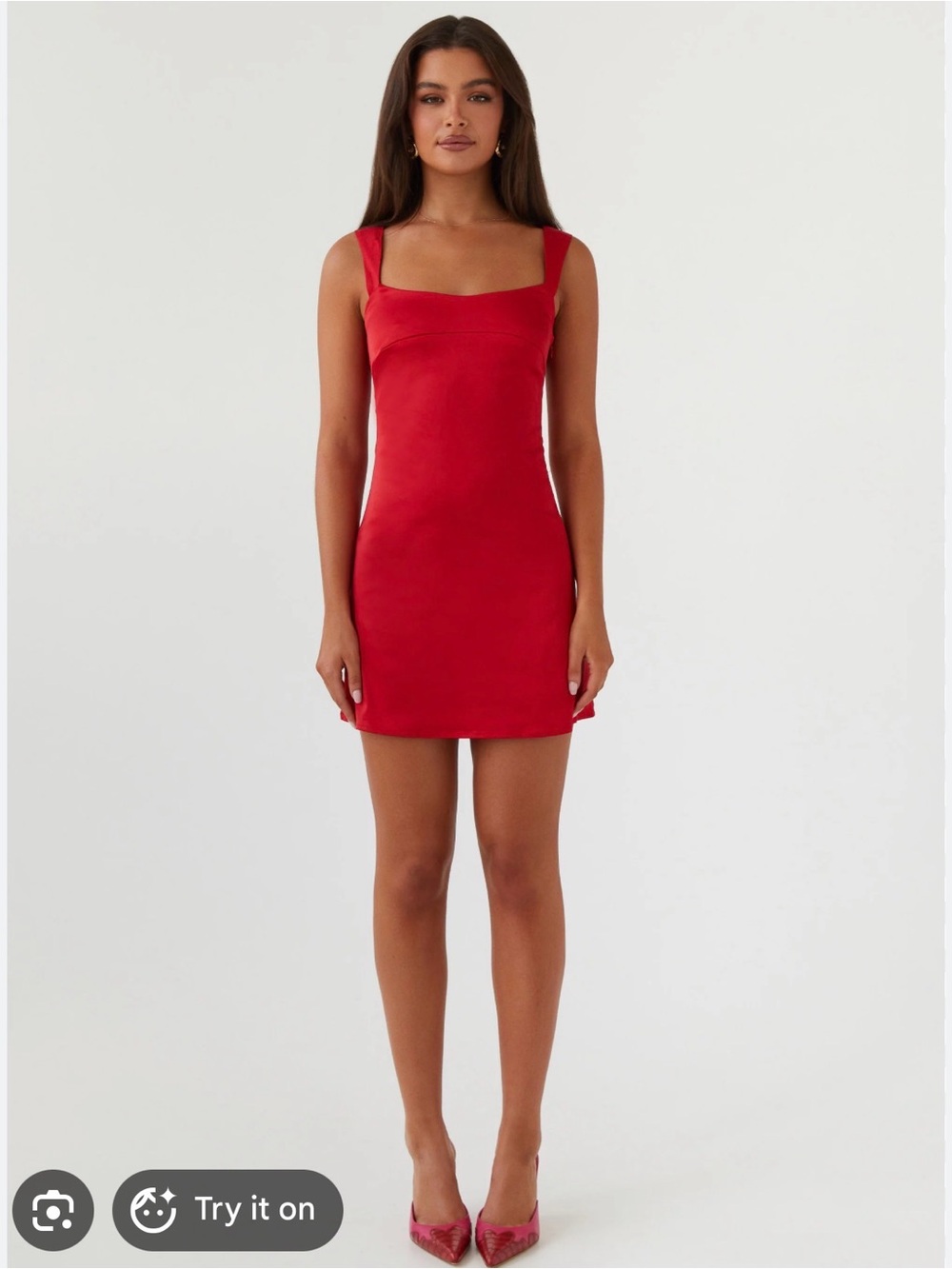 Peppermayo Red Square-Neck Mini Dress - Women's